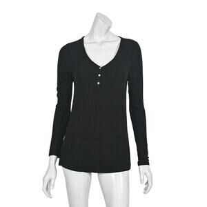 HATCH Collection The Rib Maternity Nursing Friendly Henley in Black sz 0